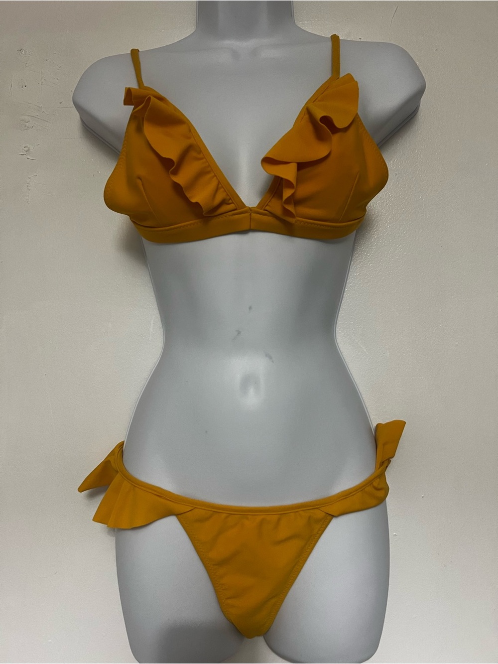 Kailani Ruffle Triangle Bikini Set - Mustard Yellow L